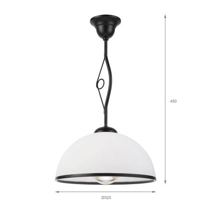 Luster na tyči RETRO 1xE27/60W/230V čierna/biela