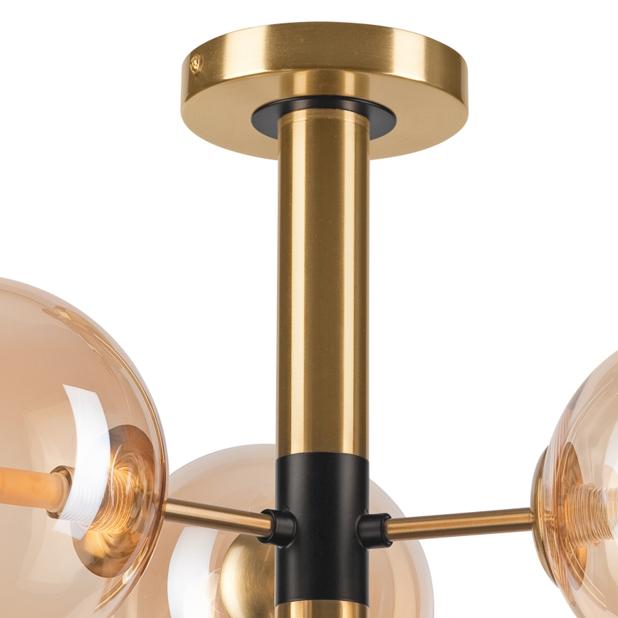 Luster na tyči ROLLO 3xG9/5W/230V zlatá/dymová béžová