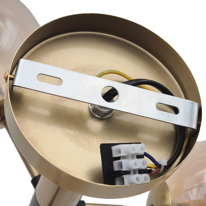 Luster na tyči ROLLO 5xE14/5W/230V zlatá/dymová béžová