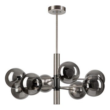 Luster na tyči ROLLO 8xE14/5W/230V matný chróm/dymová
