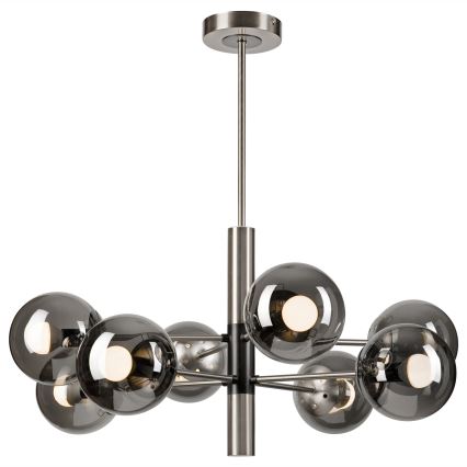 Luster na tyči ROLLO 8xE14/5W/230V matný chróm/dymová