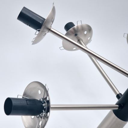 Luster na tyči ROLLO 8xE14/5W/230V matný chróm/dymová