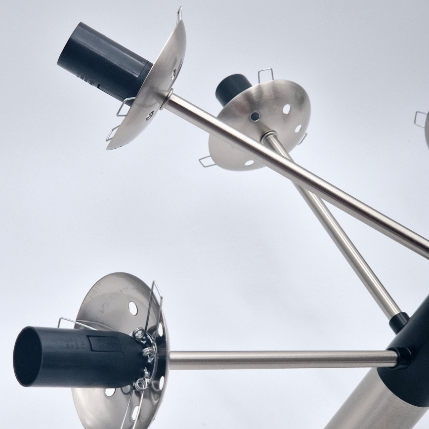 Luster na tyči ROLLO 8xE14/5W/230V matný chróm/dymová