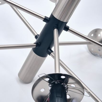 Luster na tyči ROLLO 8xE14/5W/230V matný chróm/dymová