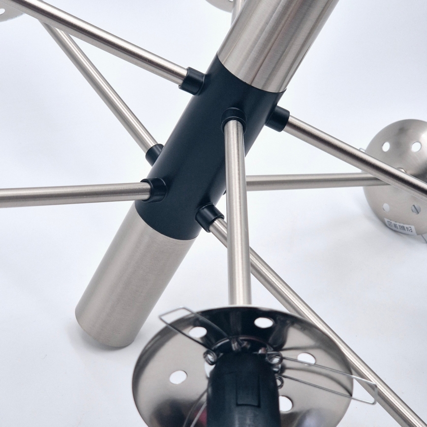 Luster na tyči ROLLO 8xE14/5W/230V matný chróm/dymová