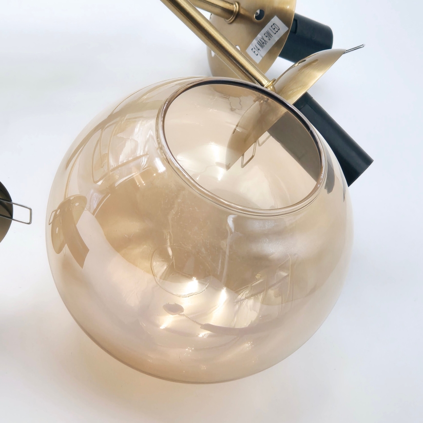 Luster na tyči ROLLO 8xE14/5W/230V zlatá/dymová béžová