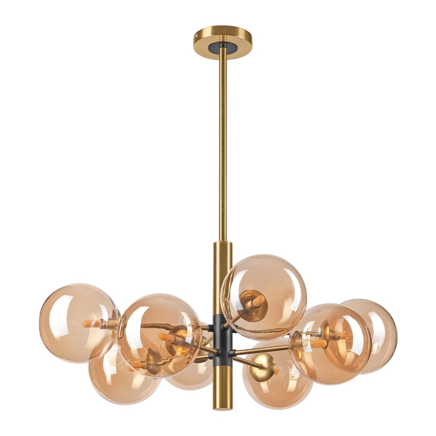 Luster na tyči ROLLO 8xG9/5W/230V zlatá/dymová béžová