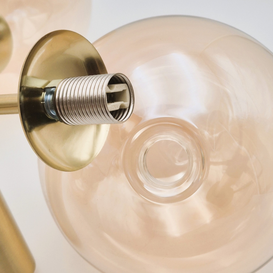 Luster na tyči ROLLO 8xG9/5W/230V zlatá/dymová béžová