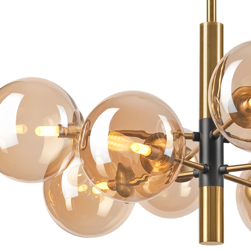 Luster na tyči ROLLO 8xG9/5W/230V zlatá/dymová béžová