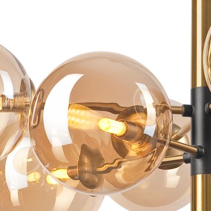 Luster na tyči ROLLO 8xG9/5W/230V zlatá/dymová béžová