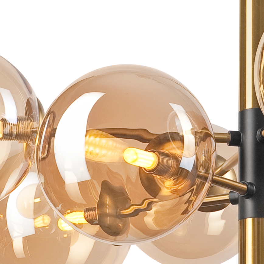 Luster na tyči ROLLO 8xG9/5W/230V zlatá/dymová béžová