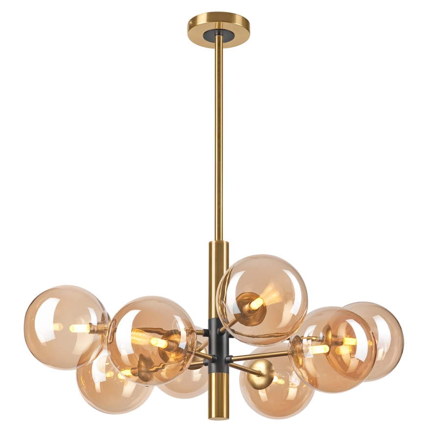 Luster na tyči ROLLO 8xG9/5W/230V zlatá/dymová béžová