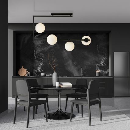 Luster na tyči SOMA 4xE14/10W/230V čierna/biela