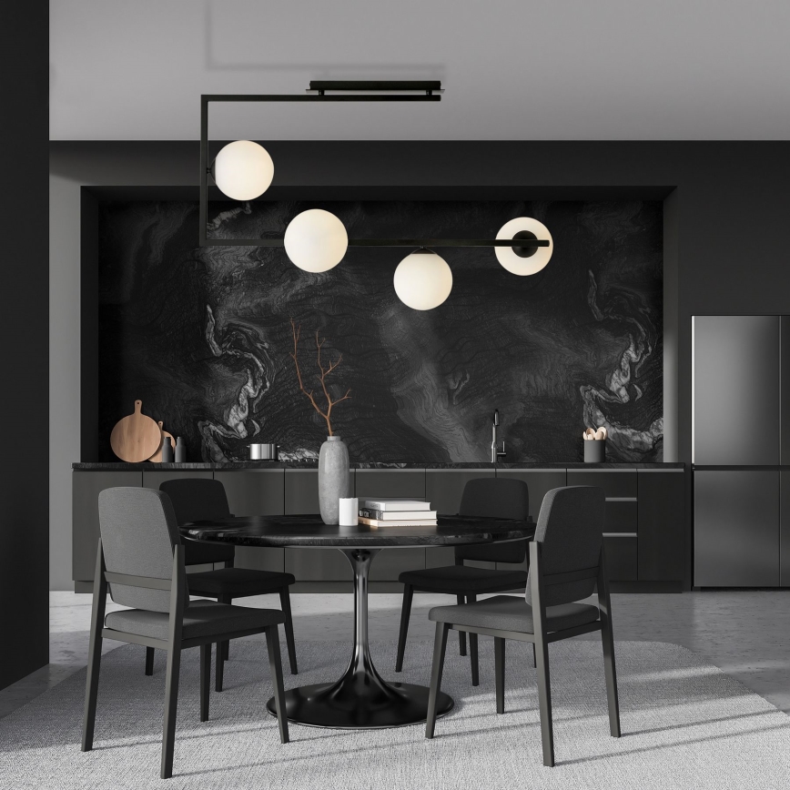 Luster na tyči SOMA 4xE14/10W/230V čierna/biela