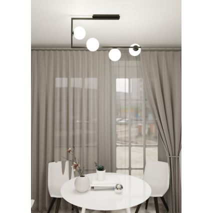 Luster na tyči SOMA 4xE14/10W/230V čierna/biela