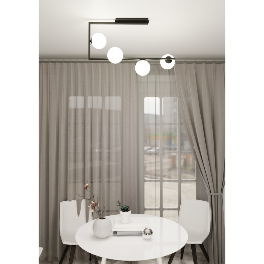 Luster na tyči SOMA 4xE14/10W/230V čierna/biela