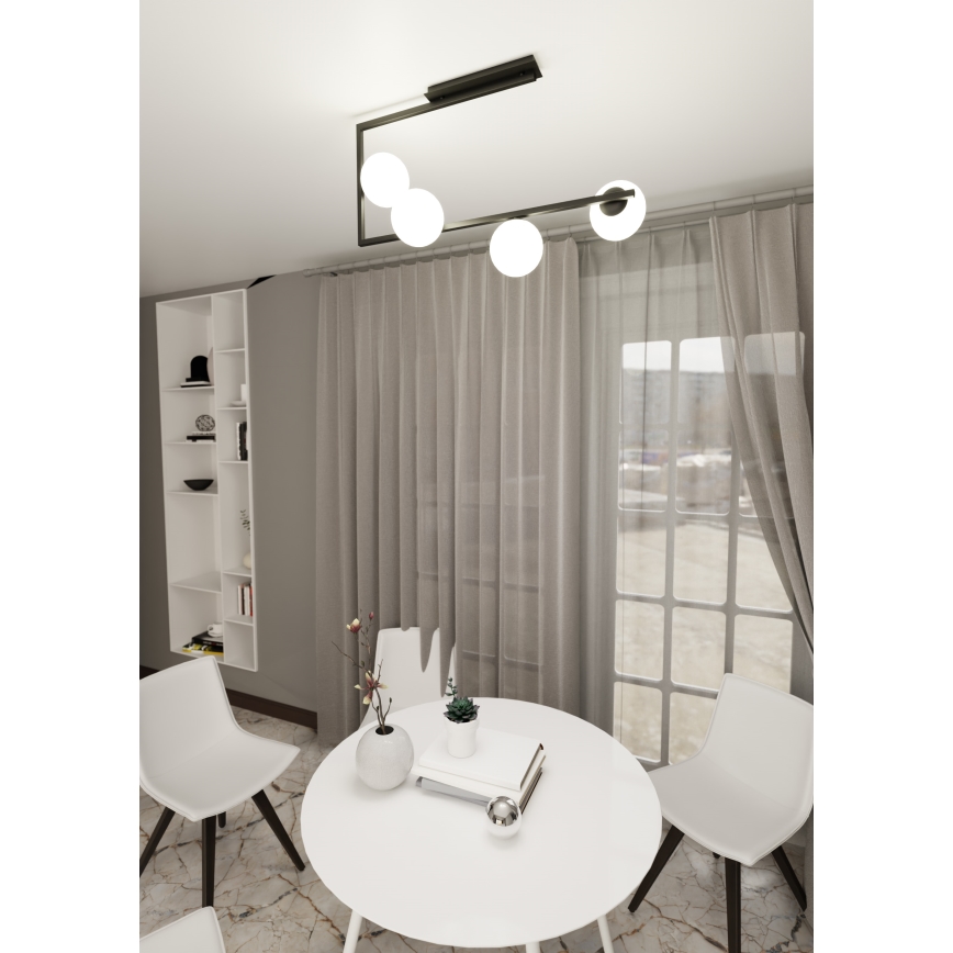 Luster na tyči SOMA 4xE14/10W/230V čierna/biela