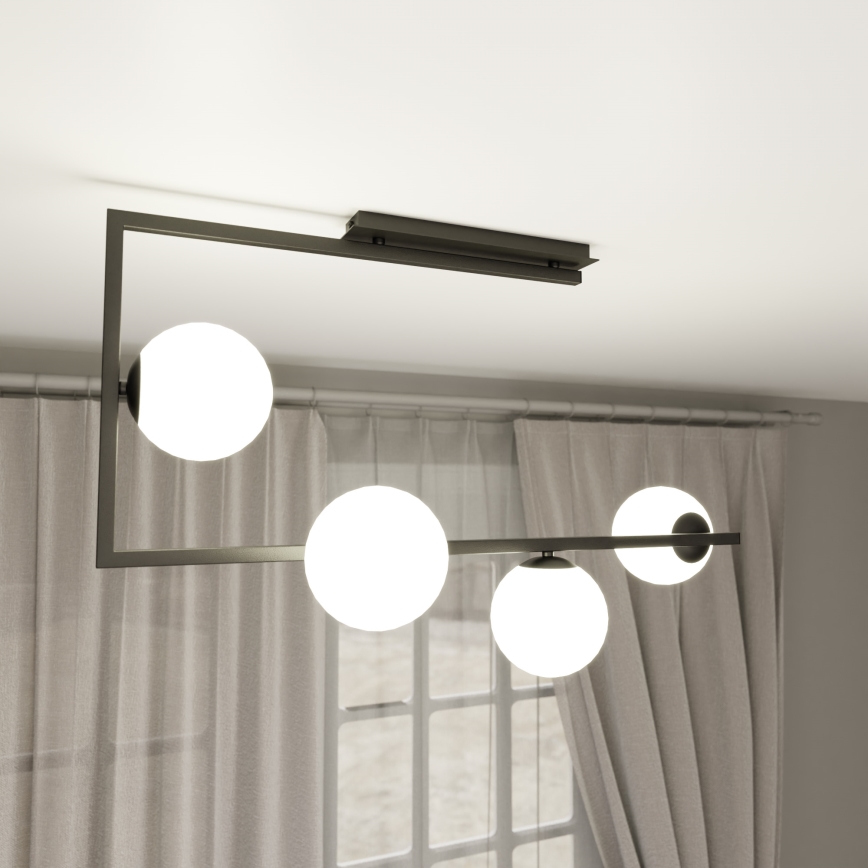 Luster na tyči SOMA 4xE14/10W/230V čierna/biela