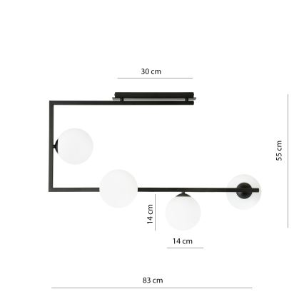 Luster na tyči SOMA 4xE14/10W/230V čierna/biela