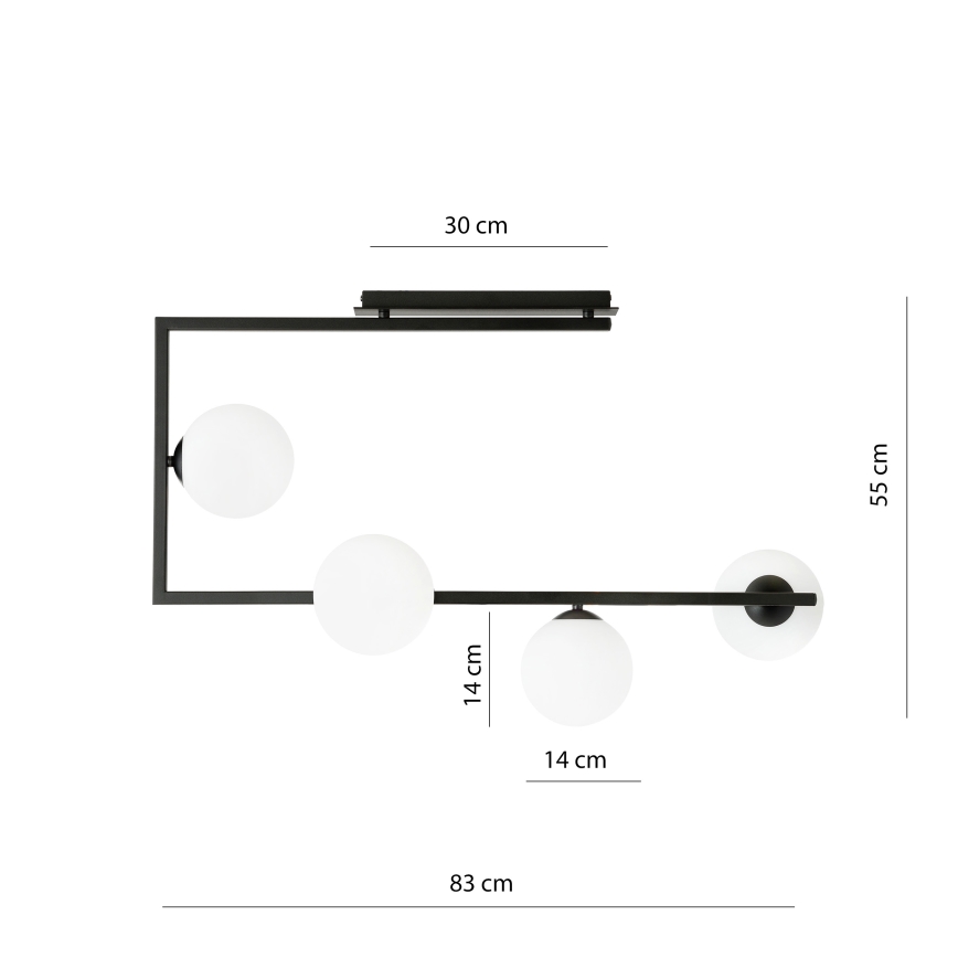 Luster na tyči SOMA 4xE14/10W/230V čierna/biela