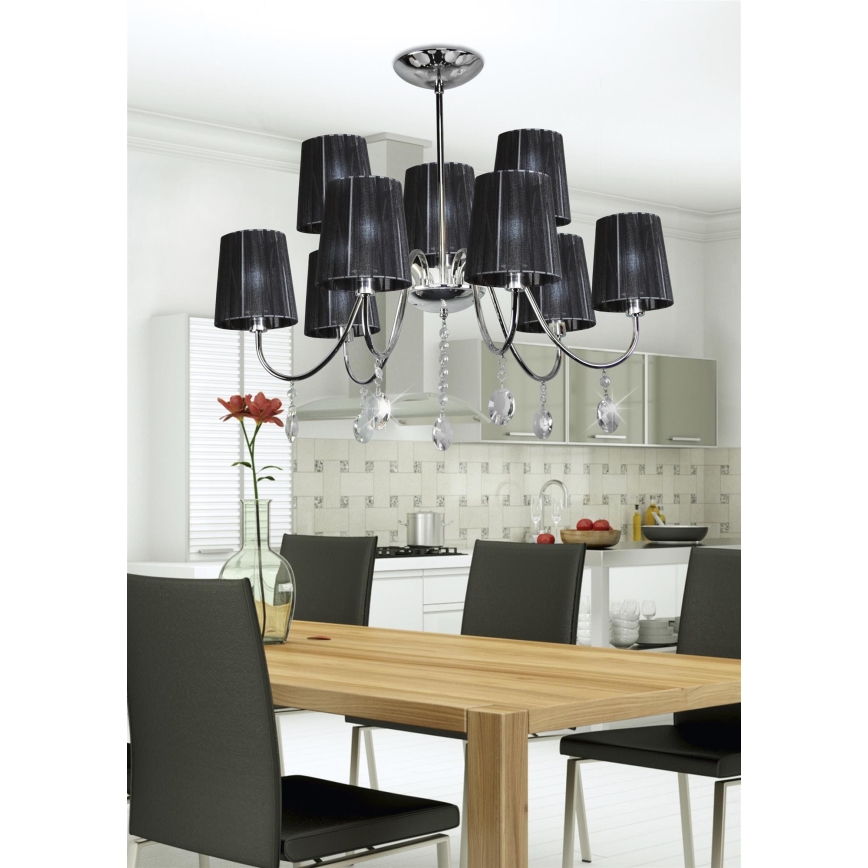 Luster na tyči SORENTO 9xE14/40W/230V čierna