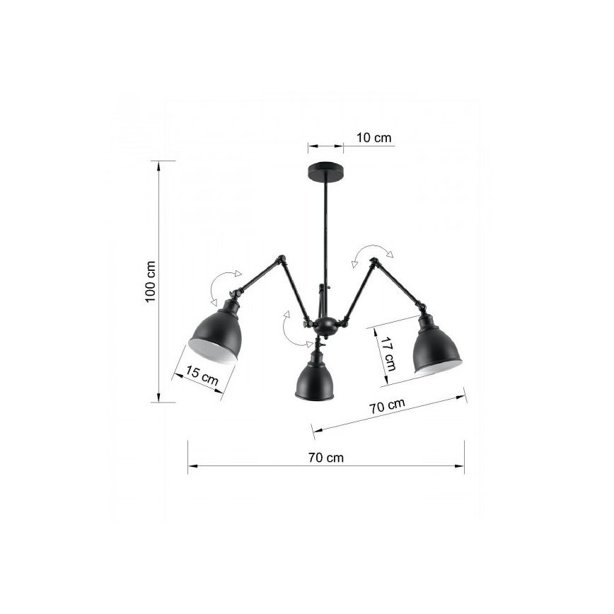 Luster na tyči STARK SHADE 3xE27/60W/230V