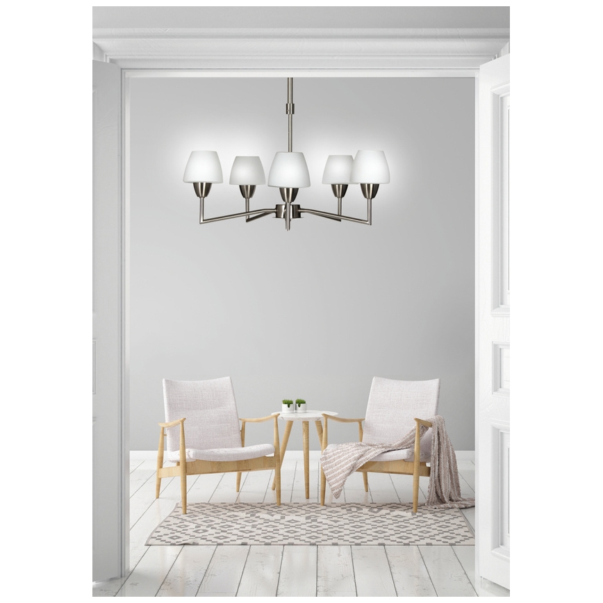 Luster na tyči TOGO 5xG9/40W/230V matný chróm/biela
