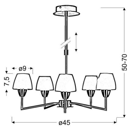 Luster na tyči TOGO 5xG9/40W/230V matný chróm/biela