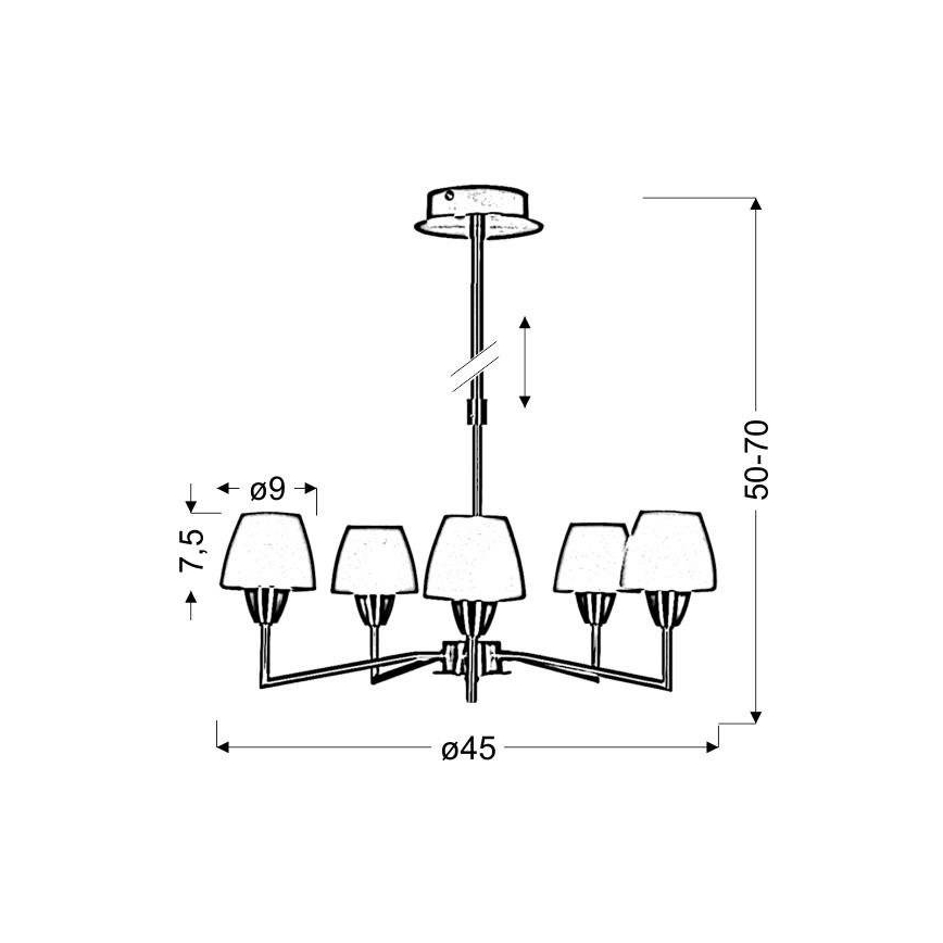 Luster na tyči TOGO 5xG9/40W/230V matný chróm/biela