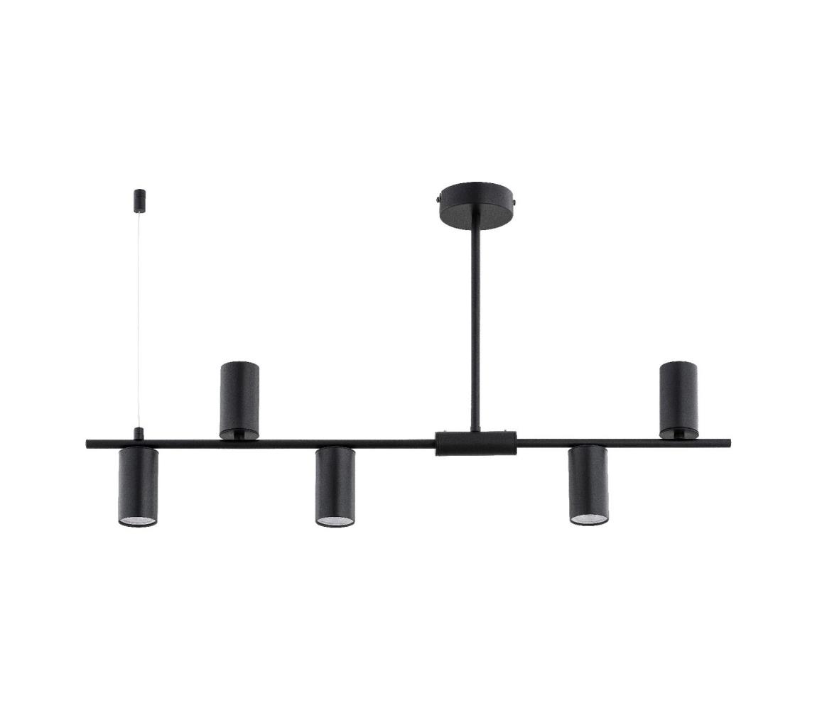 Luster na tyči URANOS 5xGU10/10W/230V čierny 63315