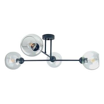 Luster na tyči VASCO 4xE27/60W/230V čierna/číra
