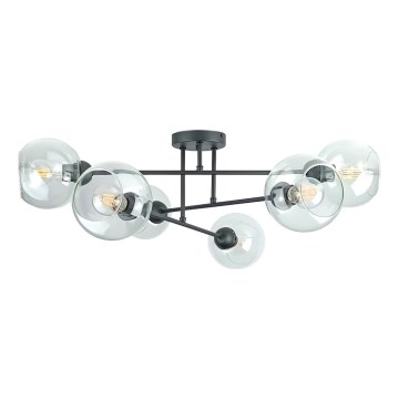 Luster na tyči VASCO 6xE27/60W/230V čierna/číra