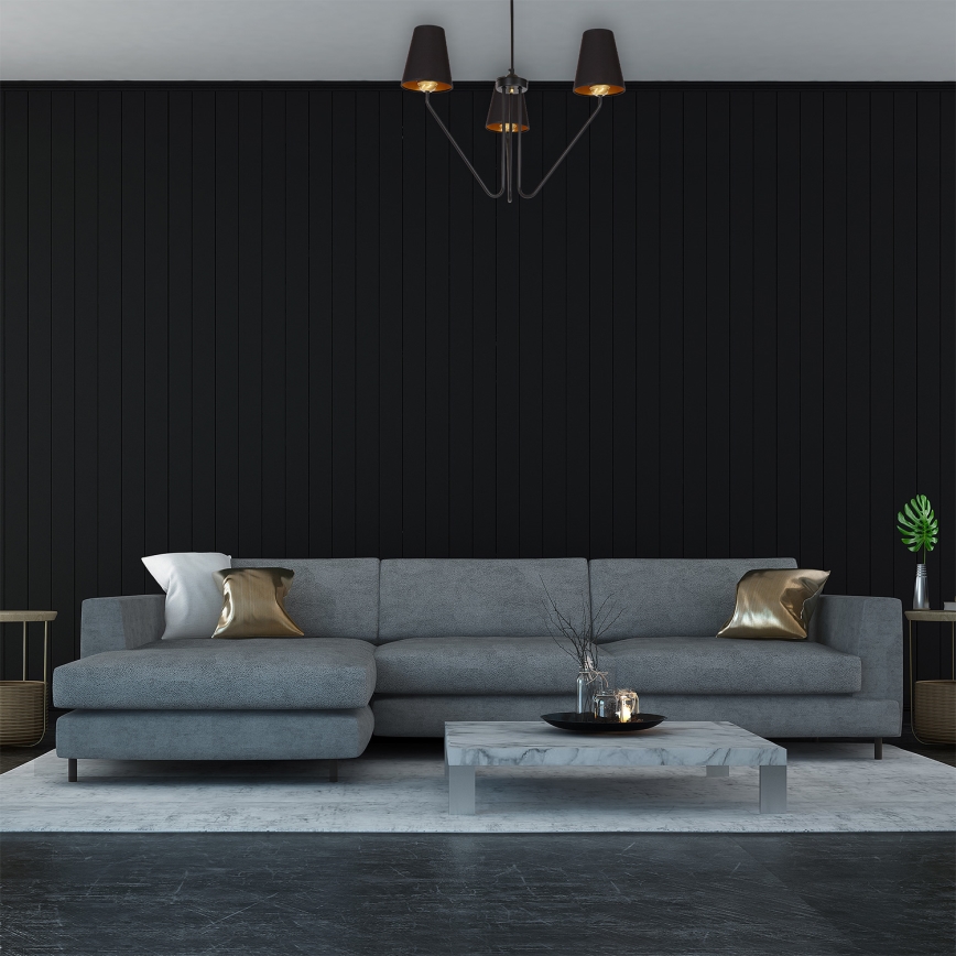 Luster na tyči VICTORIA 3xE27/60W/230V čierna