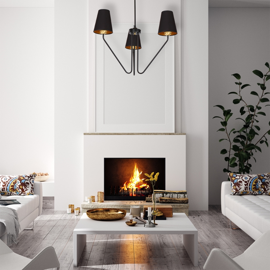 Luster na tyči VICTORIA 3xE27/60W/230V čierna