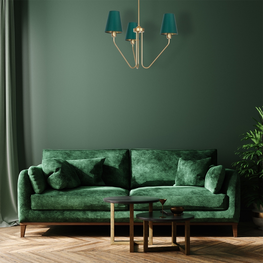 Luster na tyči VICTORIA 3xE27/60W/230V zelená 