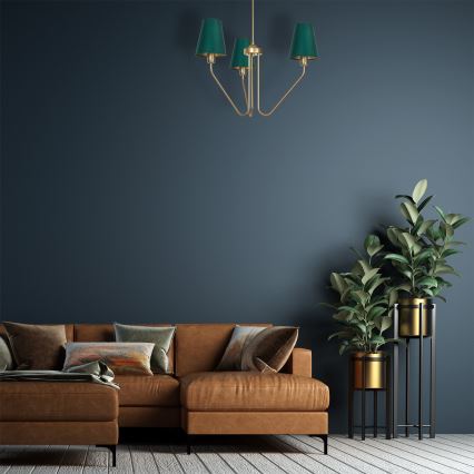 Luster na tyči VICTORIA 3xE27/60W/230V zelená 