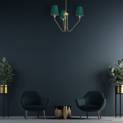 Luster na tyči VICTORIA 3xE27/60W/230V zelená 