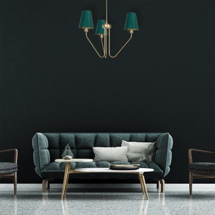 Luster na tyči VICTORIA 3xE27/60W/230V zelená 