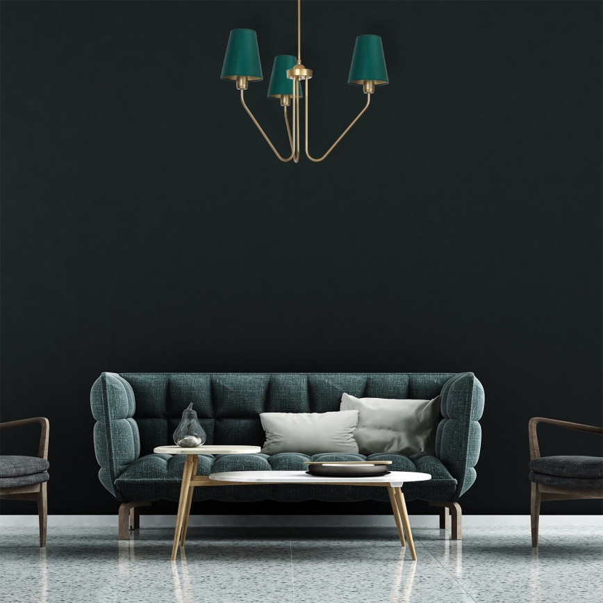 Luster na tyči VICTORIA 3xE27/60W/230V zelená 