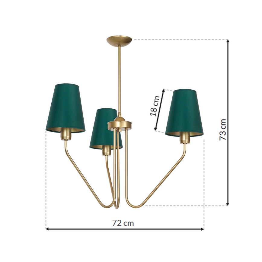 Luster na tyči VICTORIA 3xE27/60W/230V zelená 