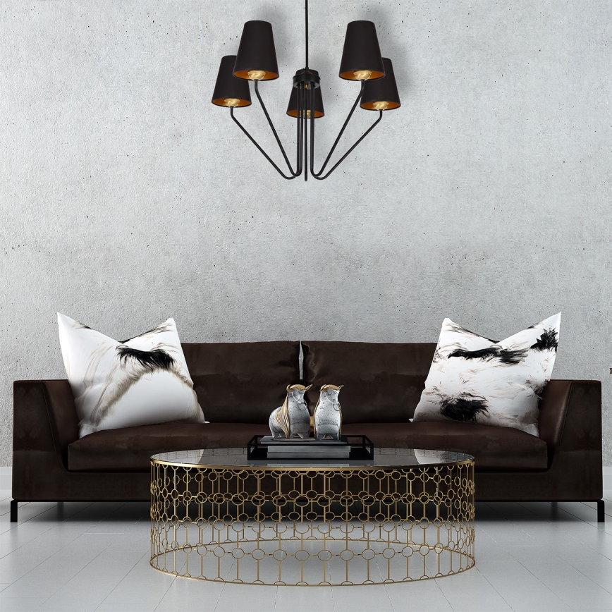 Luster na tyči VICTORIA 5xE27/60W/230V čierna