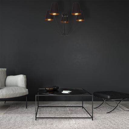 Luster na tyči VICTORIA 5xE27/60W/230V čierna