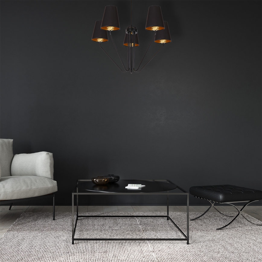 Luster na tyči VICTORIA 5xE27/60W/230V čierna