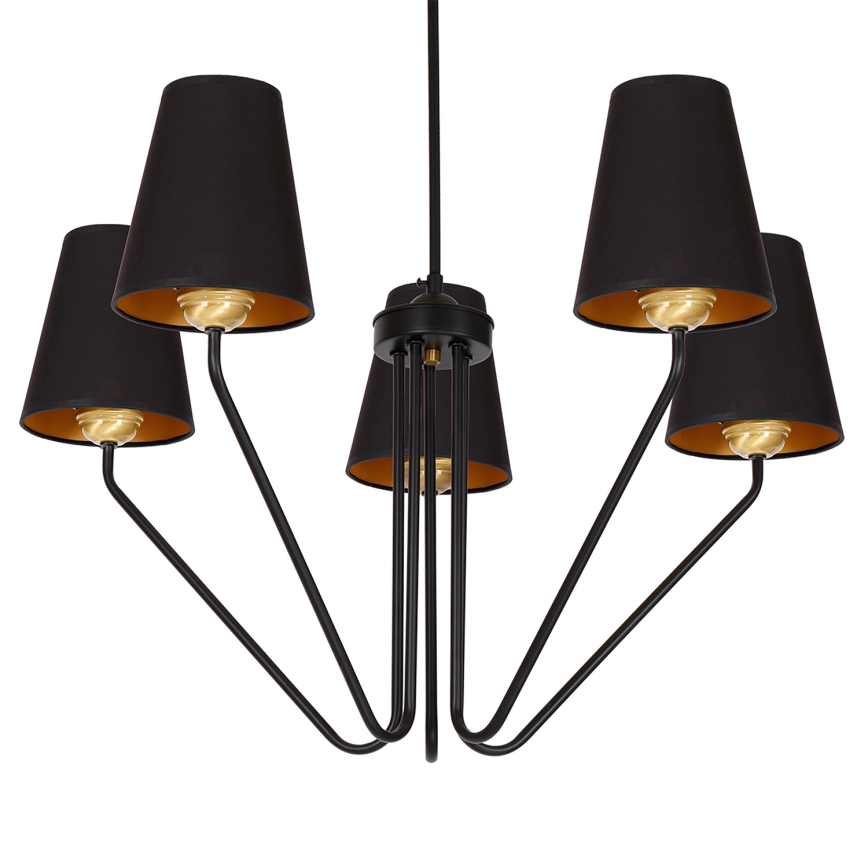 Luster na tyči VICTORIA 5xE27/60W/230V čierna