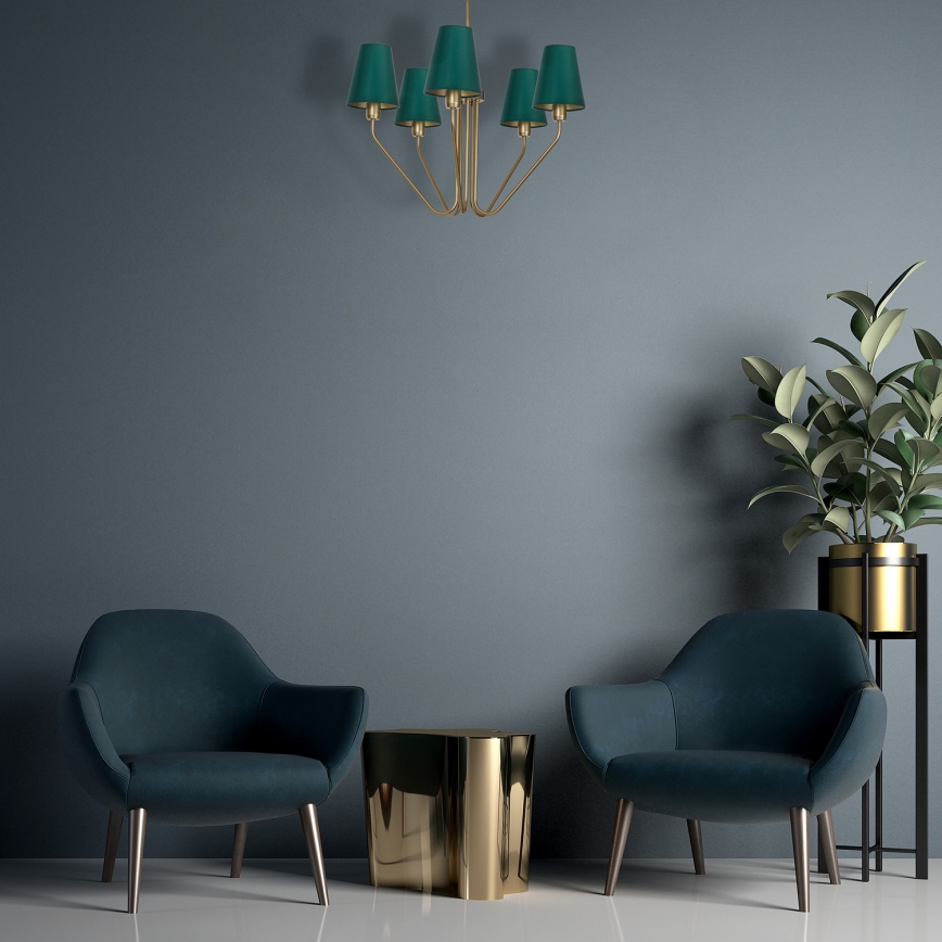 Luster na tyči VICTORIA 5xE27/60W/230V zelená 