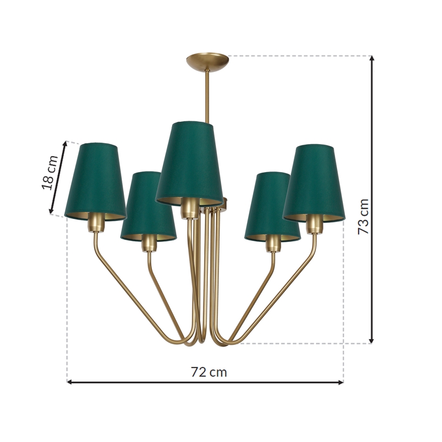Luster na tyči VICTORIA 5xE27/60W/230V zelená 