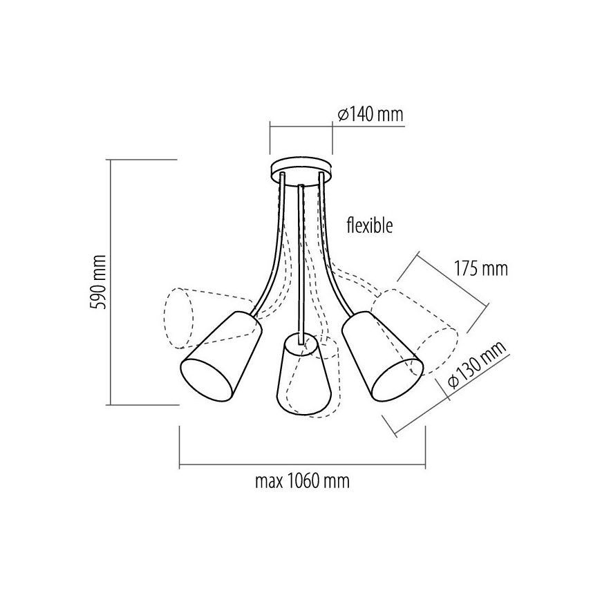 luster na tyči WIRE COLOUR 3xE27/60W/230V