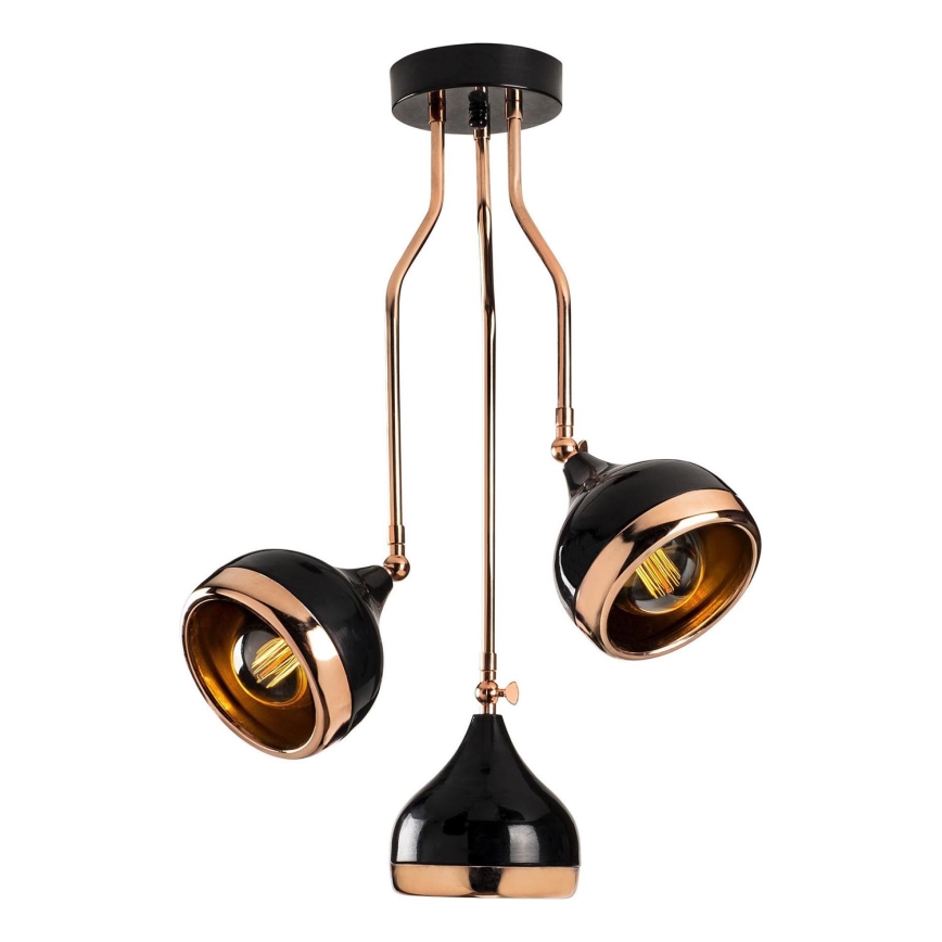 Luster na tyči YILDO 3xE27/40W/230V čierna/medená