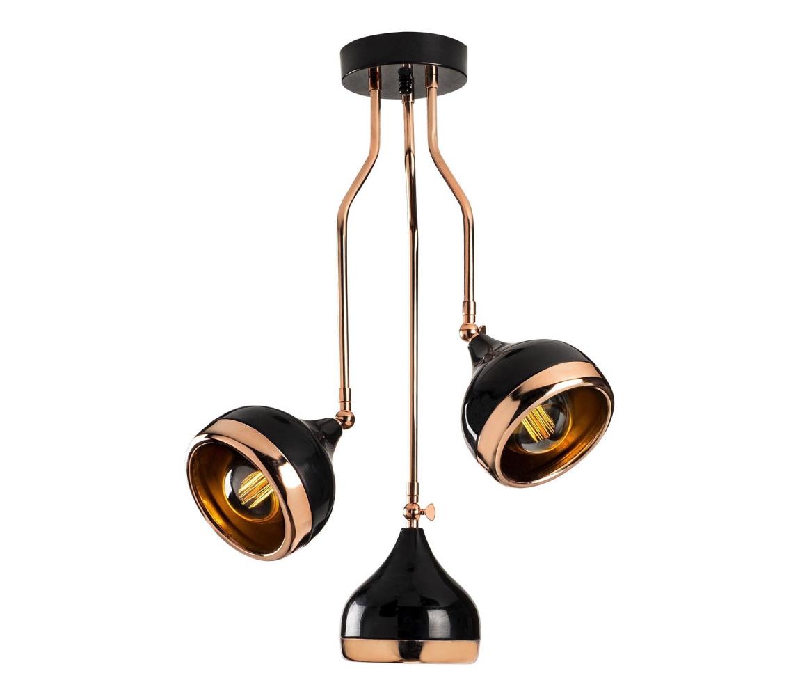 Luster na tyči YILDO 3xE27/40W/230V čierna/medená 892OPV1763