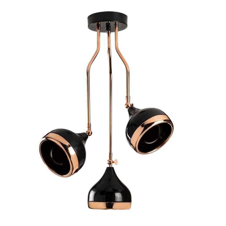 Luster na tyči YILDO 3xE27/40W/230V čierna/medená